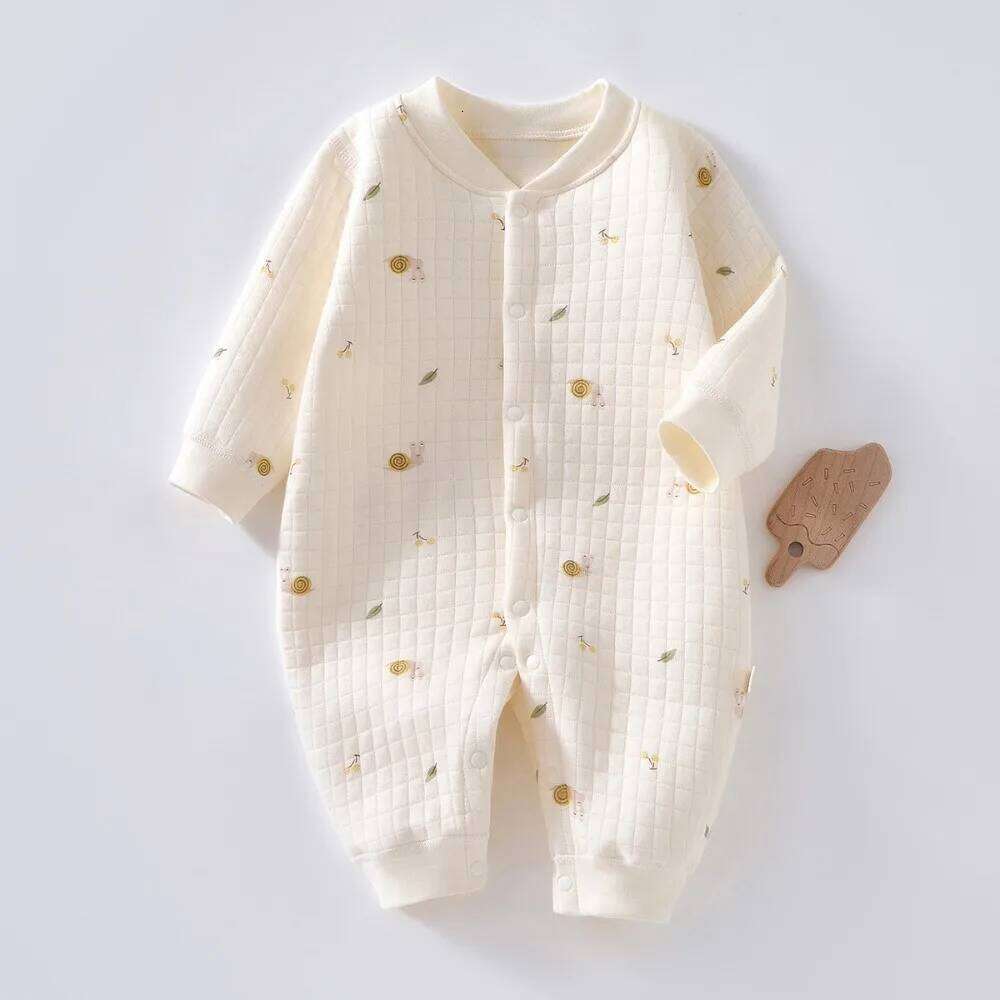 AYNIGIELL Warm Autumn and Winter Cotton Clothes Newborn Pajamas Cute Pattern Printed Baby Jumpsuit 26H0224