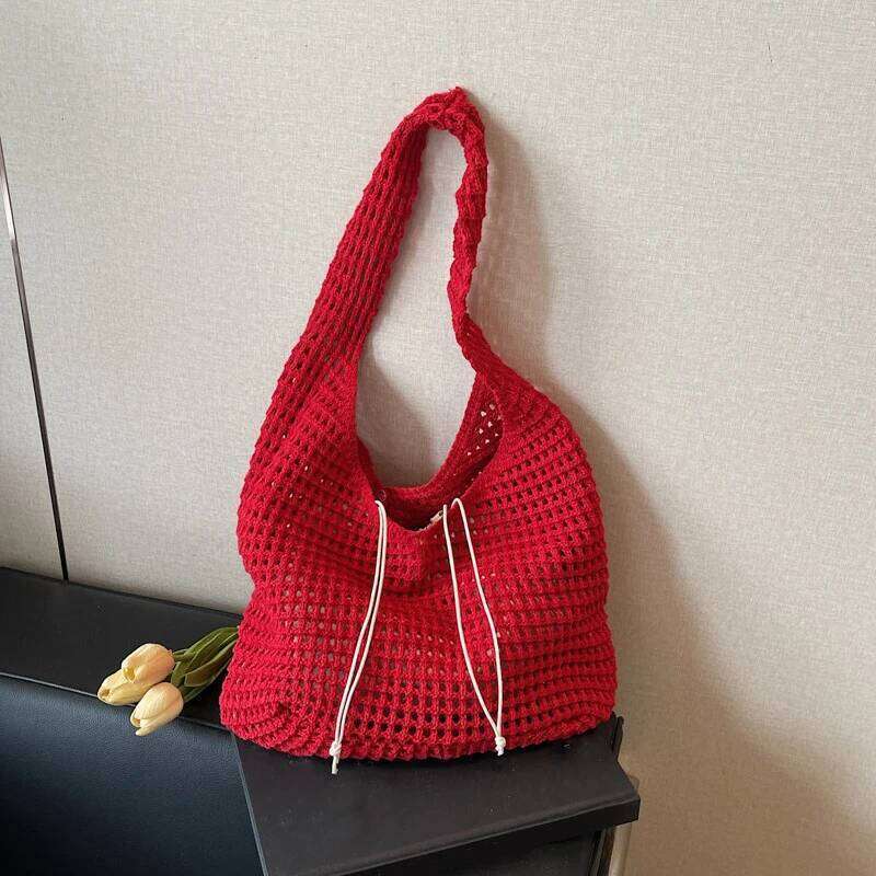 Chic Simple Lady Large Capacity Shoulder Bags Shopping Beach for Women Casual Woven Tote Bag Female Handbag Purses Z260224