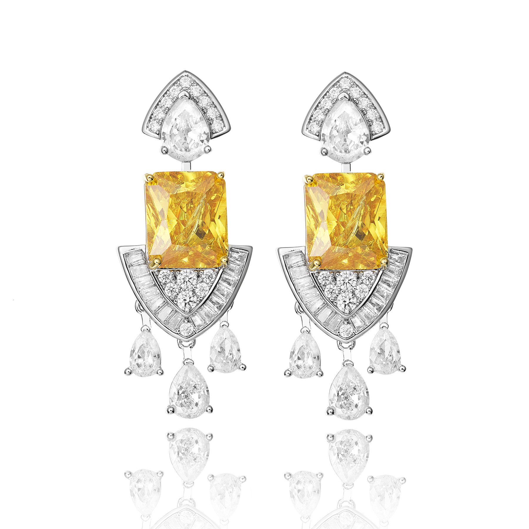 Earrings Yellow Diamond Mermaid Earrings, Gold-Plated, High-End, Elegant Earrings, Suitable For Ladies' Evening Dresses And Formal Wear Earrings