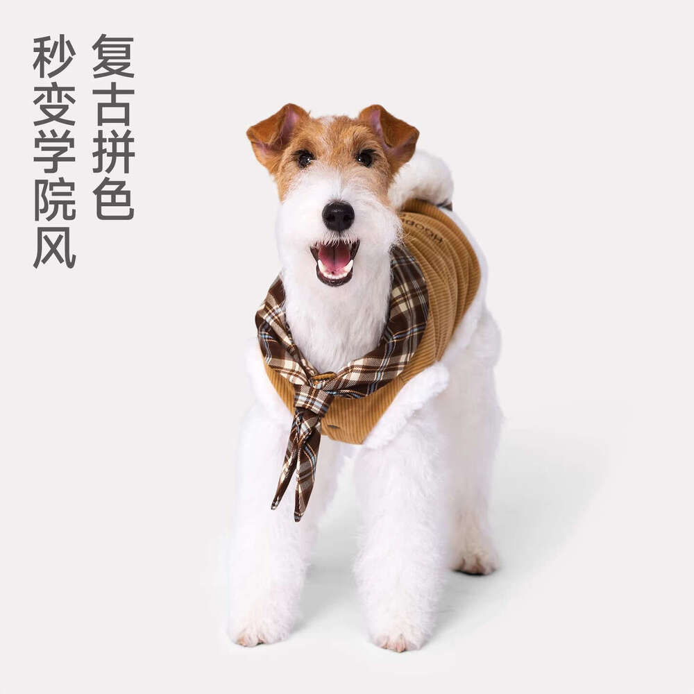 Famous brand Hoopet Pet Plaid Collar Corduroy for Cats Small Dogs Autumn and Winter Outdoor Warm Dog Vest Clothing pupakaIK