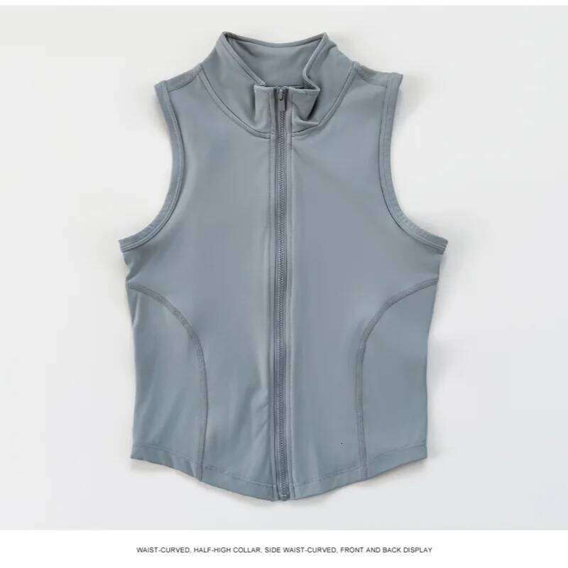 Women's yoga, fitness, sports clothing, sleeveless stand-up collar, zipper exercise vest, slender yoga and fitness vest 26Y0224