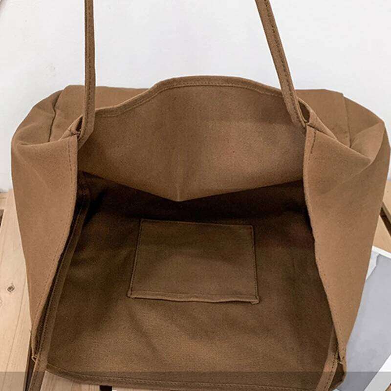 Casual Large Capacity Canvas Shopper Totes High Quality Eco Reusable Grocery Handbag For Women Travel Shoulder Bags Daily Pouch Z260224
