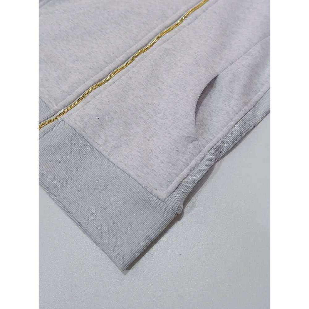 Gold Zipper Hoodie Sweatshirt , Fall Winter Fleece Yoga Top, Casual Long Sleeve Pullover for Women, Comfortable and Warm 26Y0224