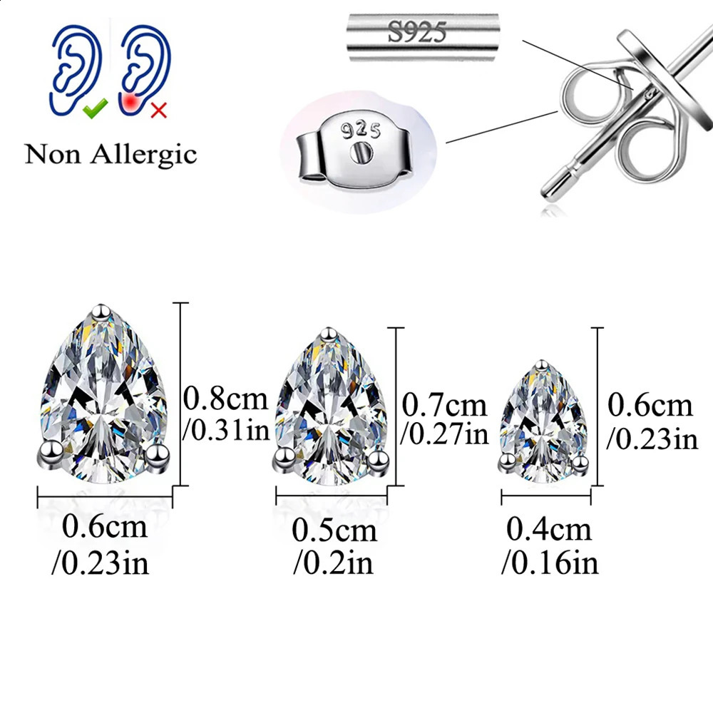 QooLady S925 Sterling Silver Shiny Cubic Zirconia Water Drop Stud Earrings for Women Trendy Party Jewelry Accessories Gift SE127 260205