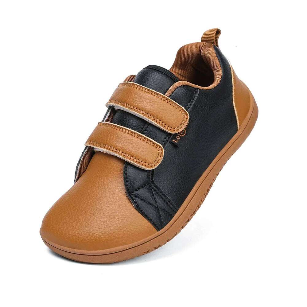 Boys Girls Barefoot Shoes Kids Wide Toe Minimalist Fashion Sneakers Lightweight Hook Loop Artificial Leather Walking Flats 26W0224