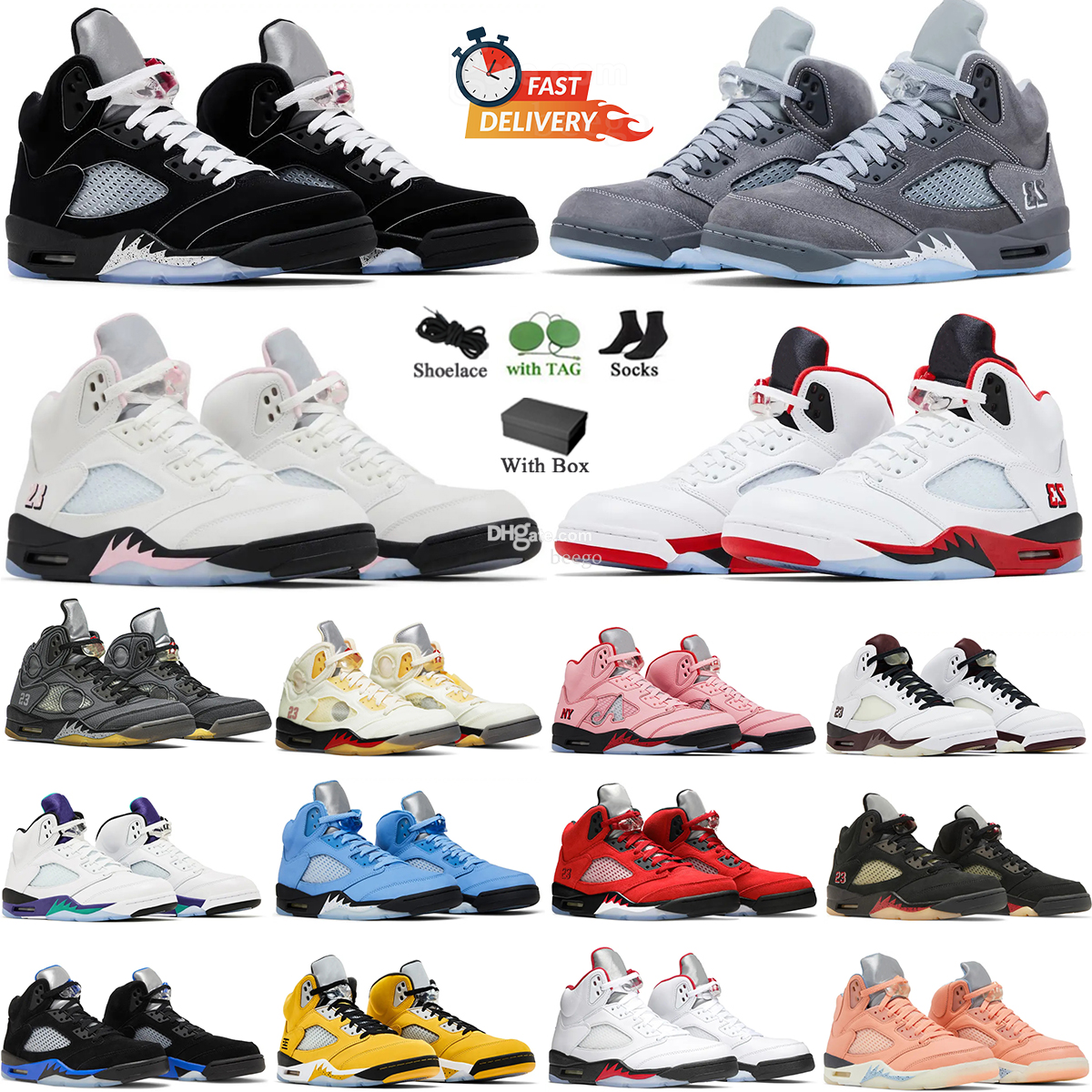 Basketball Shoes 5s 5 Sneakers For Men Black Metallic Reimagined Medium Soft Pink Muslin Fire Red Racer Blue Unc Aqua Trainers Sports