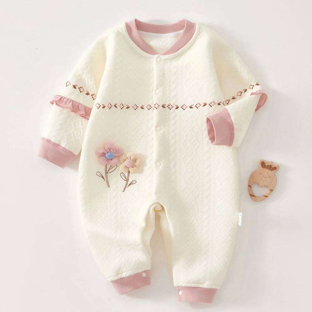 Girl Romper Long Sleeve Cotton Autumn Winter Warm Newborn Clothes Princess First Birthday Baby Jumpsuit High Quality 26H0224