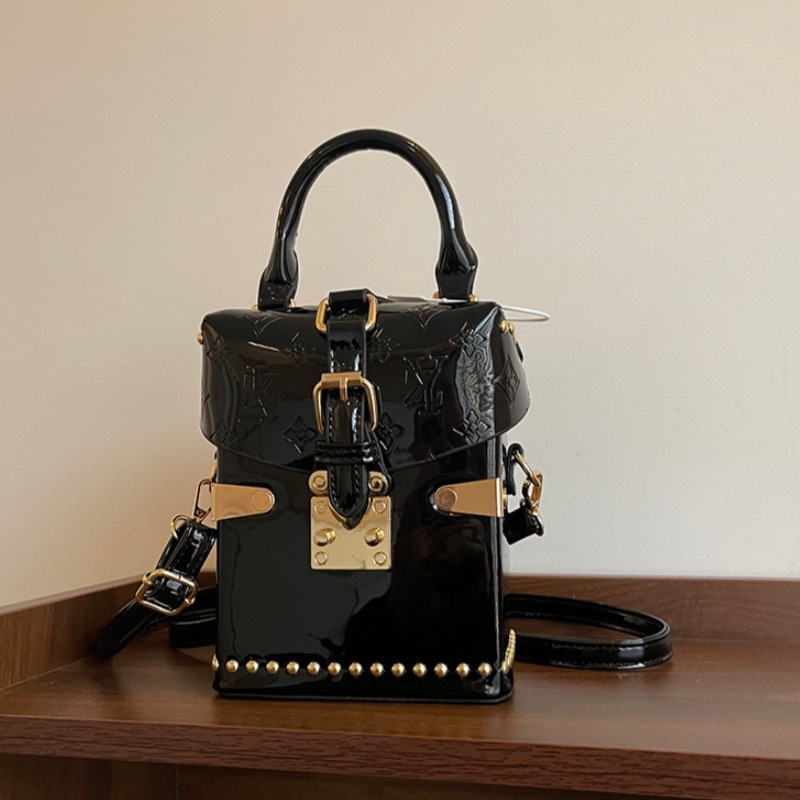 High-end Women's 2026 New Painted Leather Luxury Vertical Box Phone Bag, Versatile Fashion Crossbody Shoulder Bag