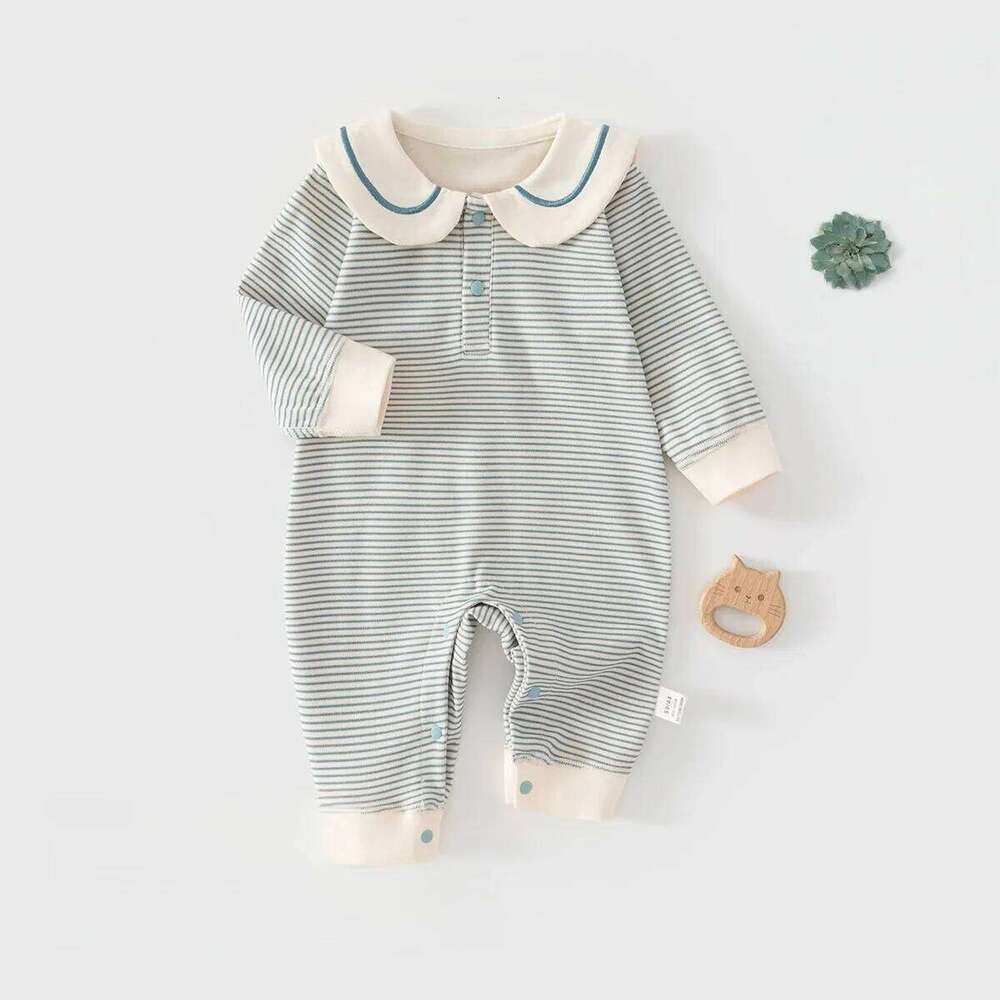 2026 Spring Cotton Newborn Jumpsuit Baby Bodysuits and One-pieces 0-24M Boys Girls Sailor Collar Stripe Boneless Soft Romper 26Y0224