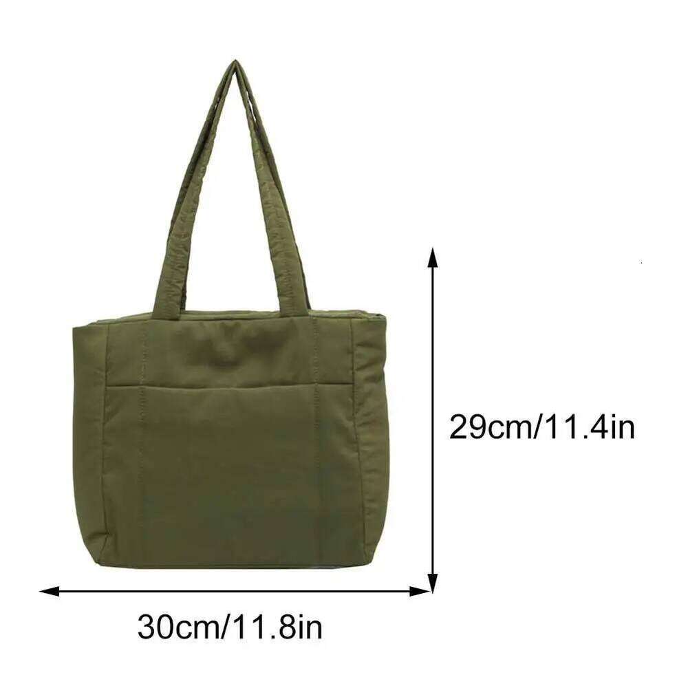 Women Shoulder Bag Solid Color Winter Puffer Large Capacity Fashion Laptop Handbags Simple Trendy Commuting Bags Z260224