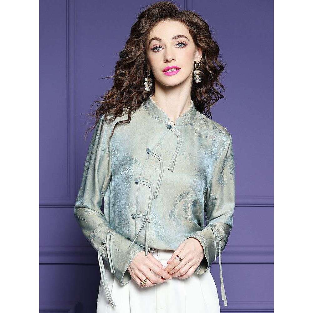 High-End Light Luxury Women's Top, Spring 2024 New Model, Retro Button-Up, Traditional Chinese Style, Modernized Tang Suit, Improved Cheongsam Sh