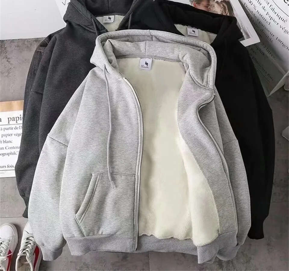 Mardi Hefxessdr Eleant Women Chic Hoodies Fashion Autumn Winter Fleece Lon Sleeve Solid Color Hooded Top Casual Office Lady Zipper Sweatshirts