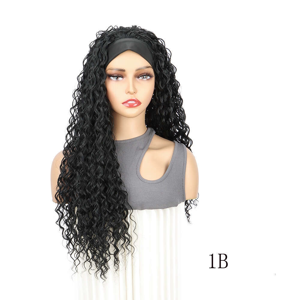 European And American Export Wig For Women Small Curly Headscarf Long Afro Head Cover Headband Wigs In Stock SHXI
