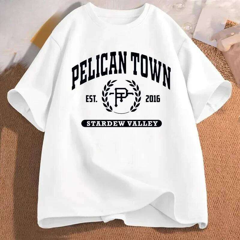 Pelican Town T-Shirt Stardew Valley Print Women Clothing Female Harajuku Sleeve Street Aesthetic Clothes C260224