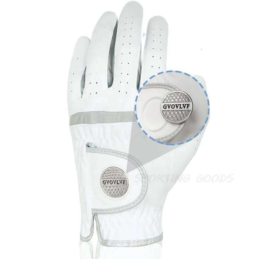1pc Men Golf Glove Micro Soft Fabric Breathable Comfortable Fitting With Magnetic Marker Replaceable For Golfers White 26H0224
