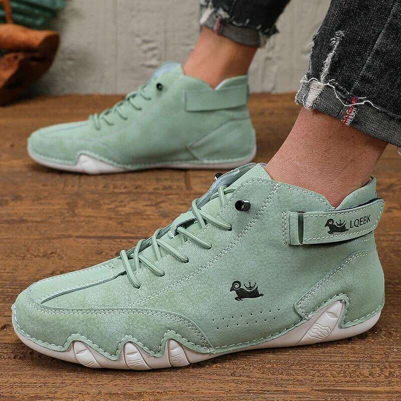 Men's Shoes Light Luxury Fashion Versatile High Top Lace Up Bare Durable Soft Stitched Sole Motorcycle Riding Men Boots