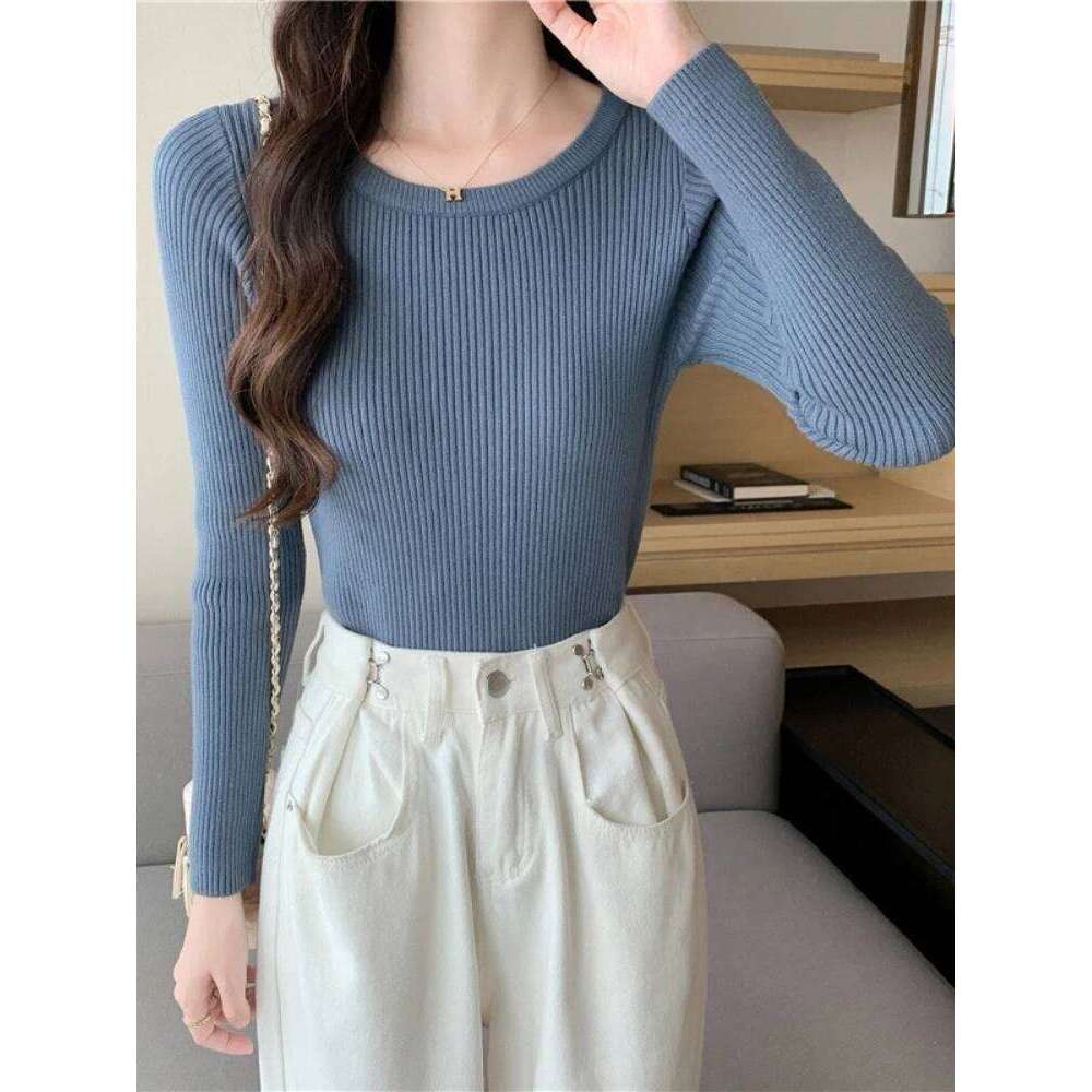 O-neck Solid Knit Slim Pullovers Autumn Winter 2025 Chic Casual Basic Women Female Long Sleeve Warm Versatile Sweater 26L0224