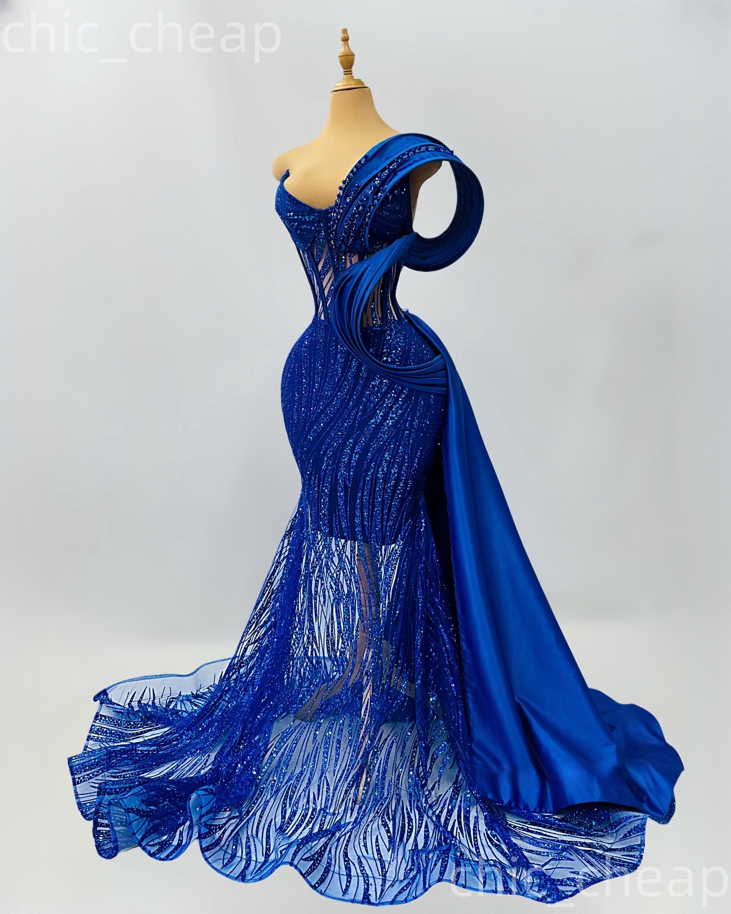 Aso Ebi Royal Blue Mermaid Prom Dresses 2026 Beaded Sequined Sweetheart Evening Formal Party Second Birthday Engagement Gowns Dress For Special Occasi