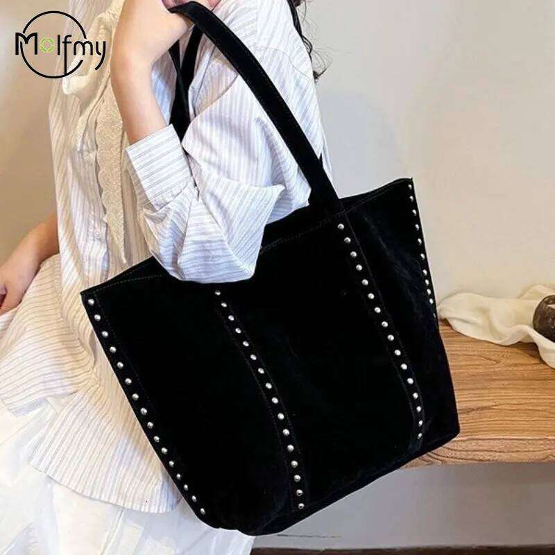 Fashion Solid Sewing Shoulder 2025 High Quality Retro Sweet Handbag Brand Sequined Suede Fleece Large Capacity Bag for Women Z260224