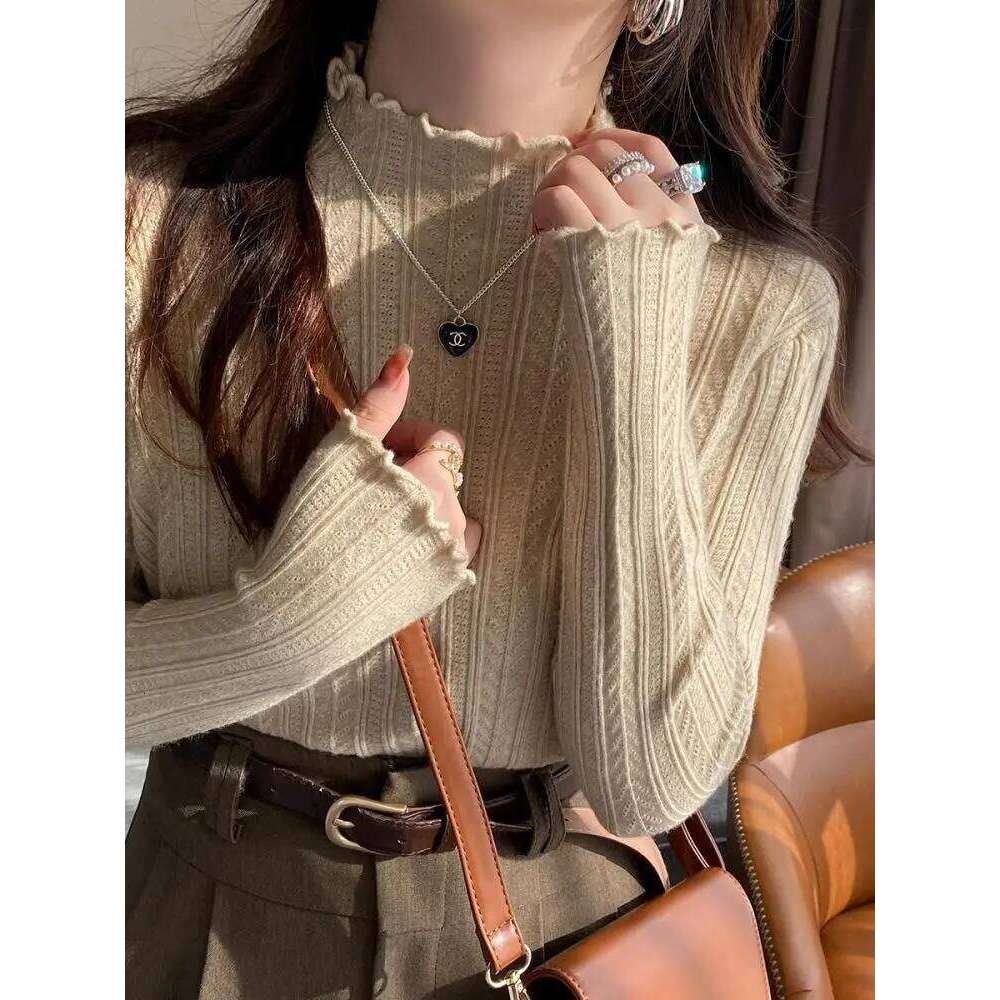 Zjaiss 2026 Autumn Winter Warm Pullover Ruched Turtleneck Women Sweaters Slim Tops Knitted Sweater Jumper Soft Pull Female 26L0224