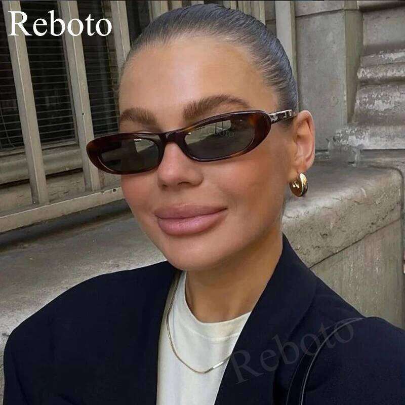 Retro Narrow Cat Eye Sunglasses Luxury Brand Small Black Rectangle Sun Shades Glasses For Women Fashion Oval Eyewear UV400 26W0224