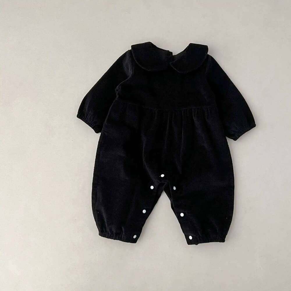 Children Autumn Corduroy Outdoor Solid Long Sleeve Romper Boy Girl Baby All-match Casual Jumpsuit Infant Cotton Loose One-piece 26H0224