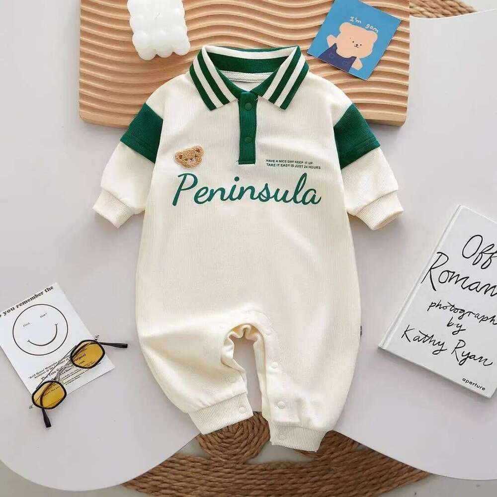 Bodysuit for 0-2 Years, Autumn Korean Baby Fashion Letter Print Romper, Infant Fall Clothing 26H0224