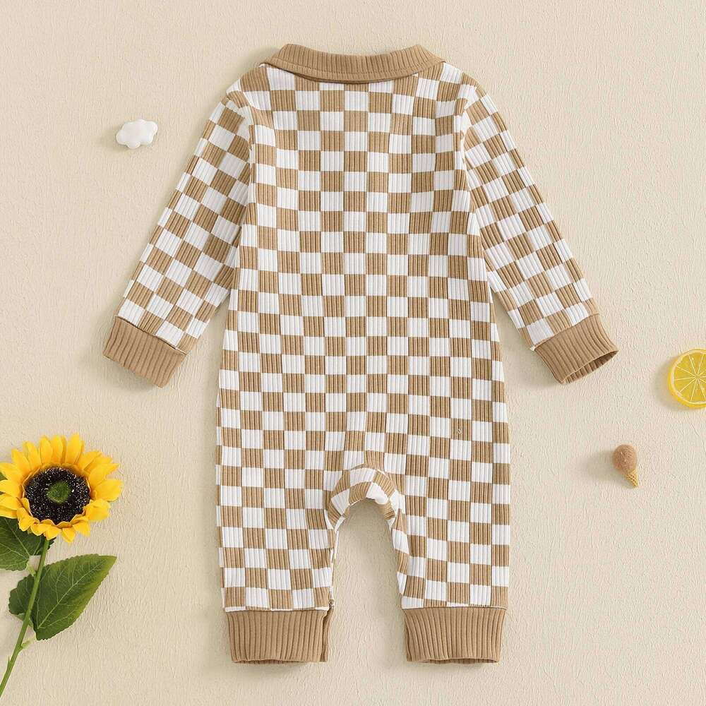 Citgeett Spring Infant Baby Boy Romper Casual Plaids Print Long Sleeve Jumpsuit Fall Outfit Clothes 26H0224