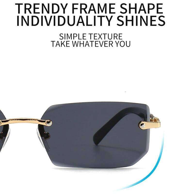 Rimless Sunglasses Rectangle Fashion Popular Women Men Shades Small Square Sun Glasses For Female Male Summer Traveling Oculos 26W0224