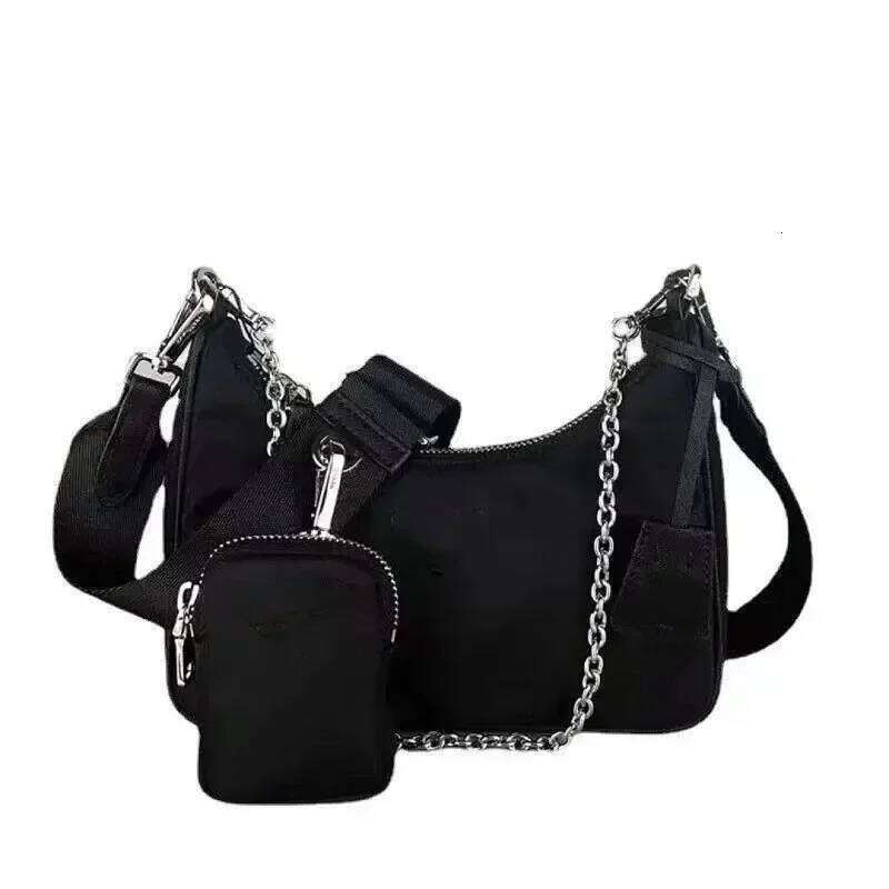 2025 New Casual Nylon Waterproof Women Shoulder Bags Fashion Cool Black Chain Decolr Armpit Crossbody with Small Purse Y2K Z260224