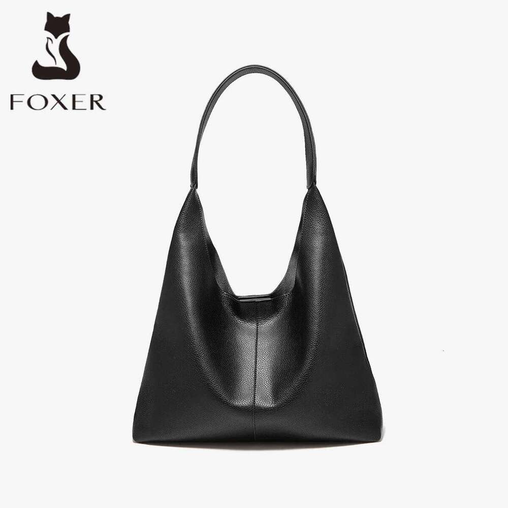 FOXER Minimalism Split Leather Women Shoulder Underarm 2025 New Solid Casual Female Daliy Tote Bag Purse Z260224