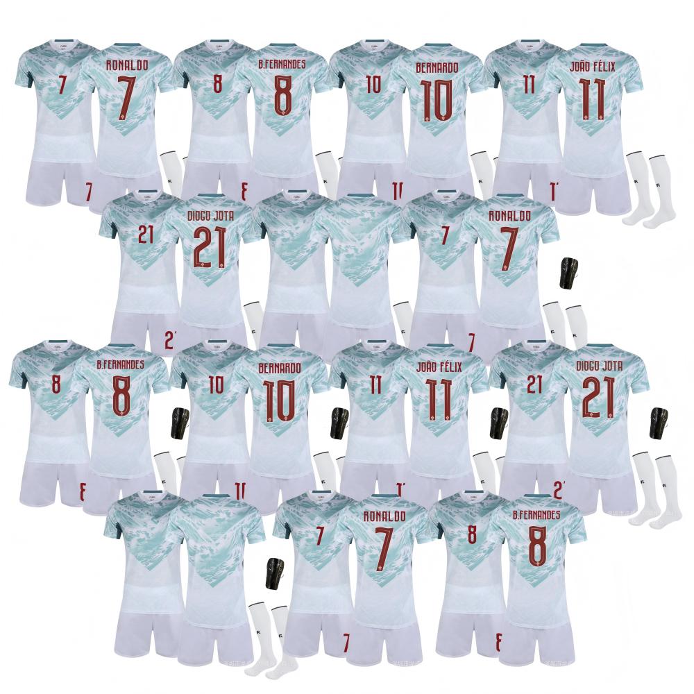 Wholesale 2026 Portugal World Cup Away Soccer Jersey White #7 Bernardo Silva #10 Ronaldo #21 Jota Soccer Kit for Boys Girls Fans Gift