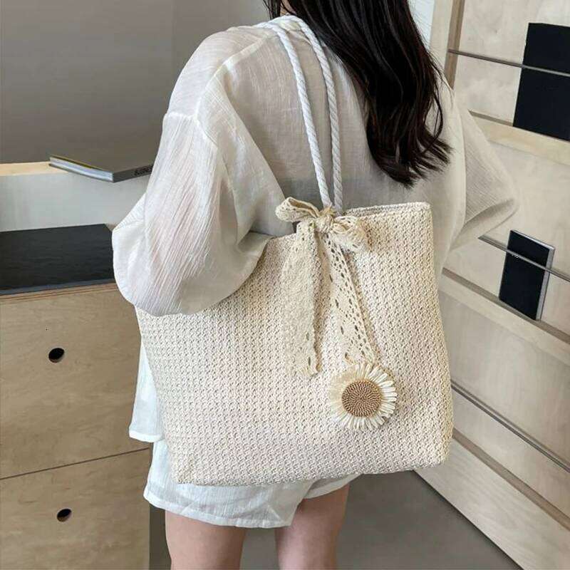 Elegant Ladies Woven Handbag Women Holiday Beach Commute Casual Tote Top-Handle Fashion Retro Shoulder Bags Z260224