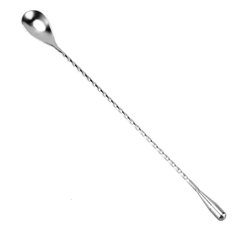 Stainless Steel Wine Cocktail Mixing Twist Spoon Long Handle Drink Stirring Tool for Bar Restaurant Pub