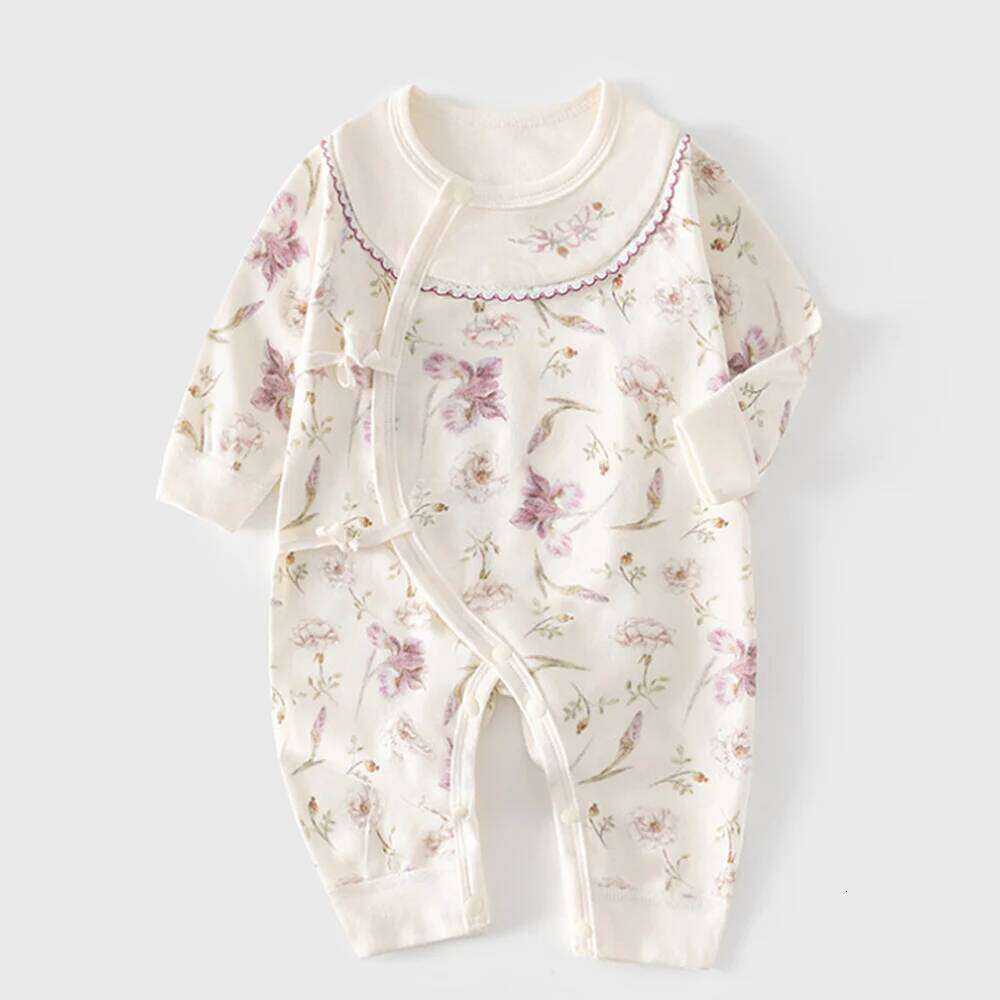 Rompers Long Sleeve Cotton Floral Newborn Clothes Spring Autumn 0 6 Months Hospital Baby Girl Jumpsuit 26H0224