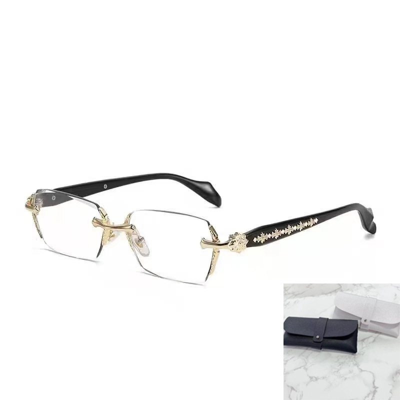 Luxury Brand Designer Sunglass High Intelligence Pure Desire Frameless Glasses Metal Bare Face Women Versatile Personality Myopia Glasses Frame Europe