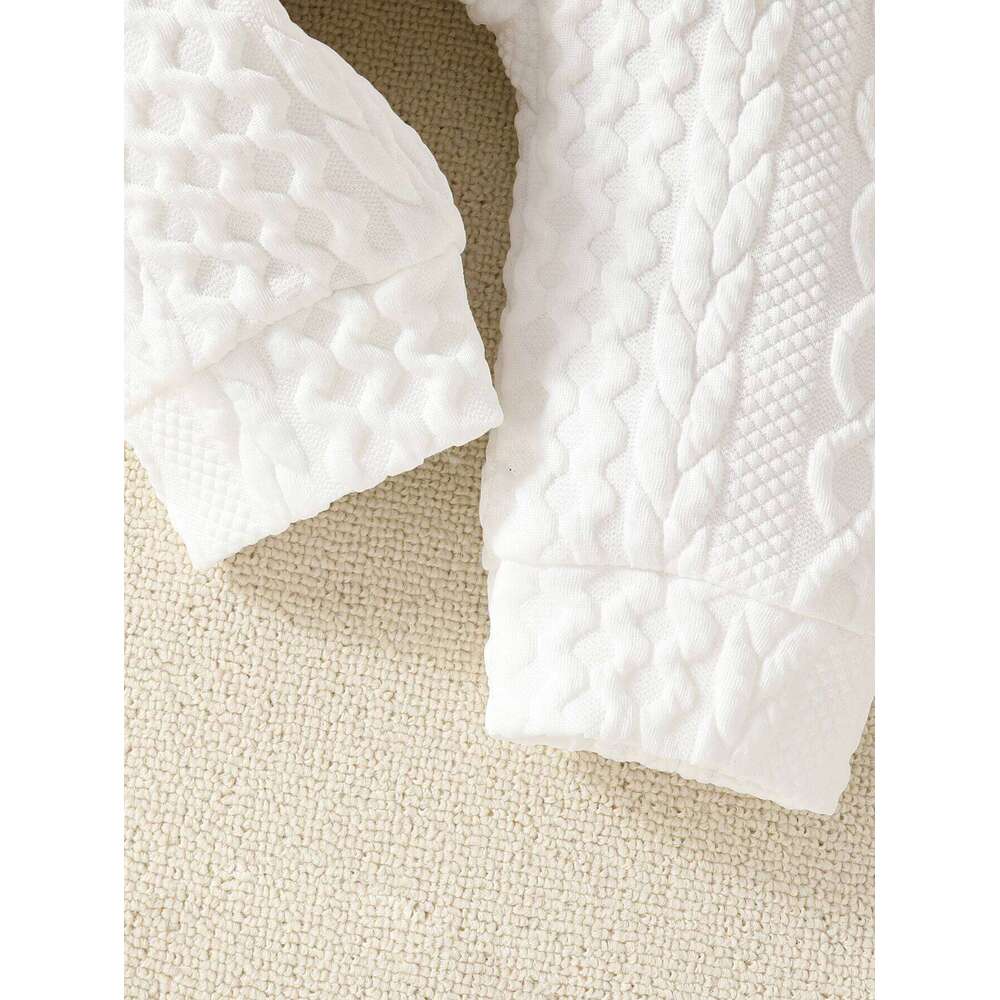 Adorable baby boy long-sleeve textured onesie with hood, ultra-soft for spring, autumn, and winter 26H0224