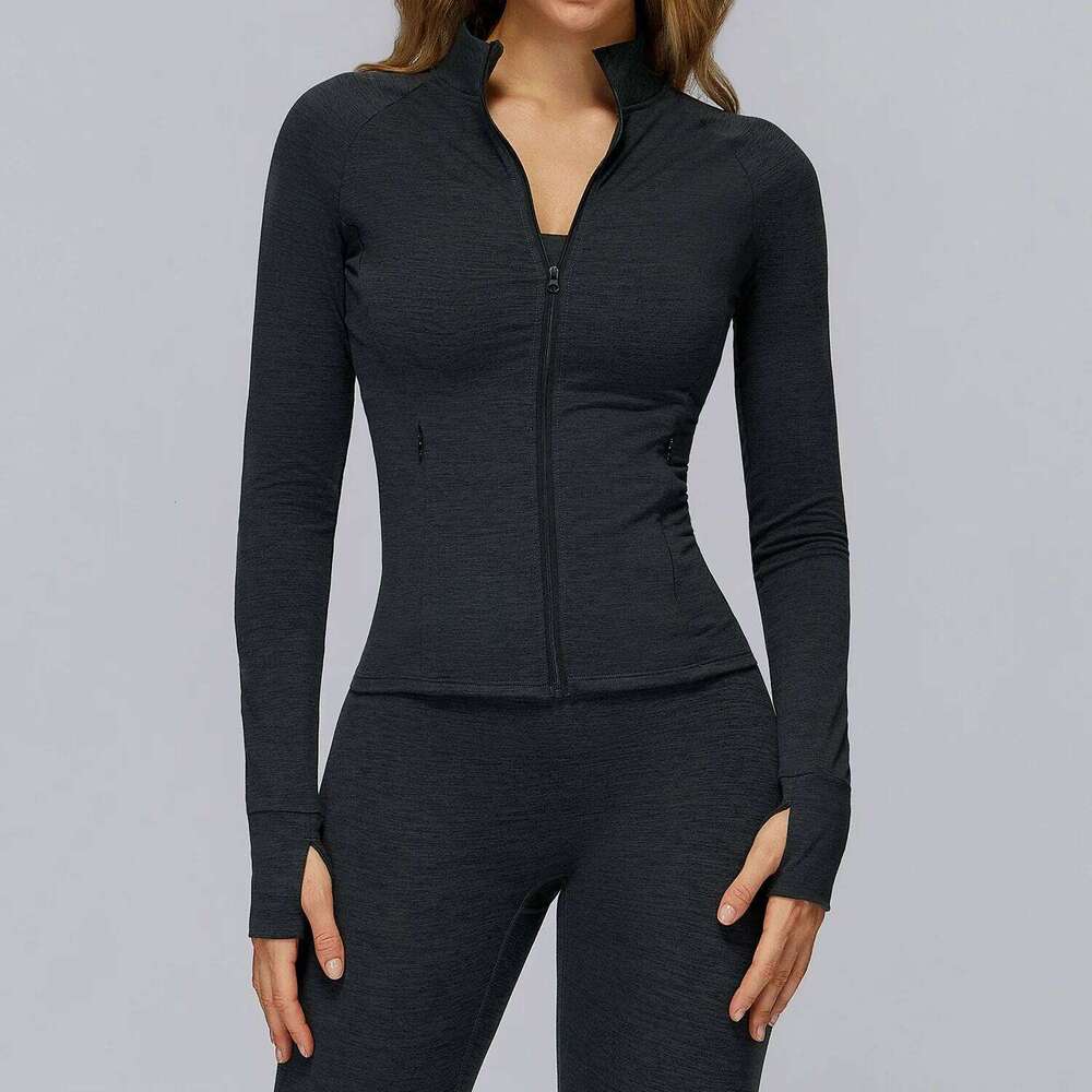 Zip Fitness Women Long Sleeve Sports Gym Woman Shirt Quick Dry Top Sunscreen Sportswear Yoga Clothes 26Y0224
