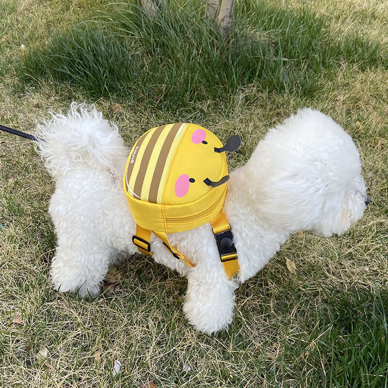 Pet Carrier Snap Button Closure Cute Bee Costume Small Dogs, Lightweight & Secure Dog Backpack With Leash Attachment, Hands-Free Walking Bag Pomerania