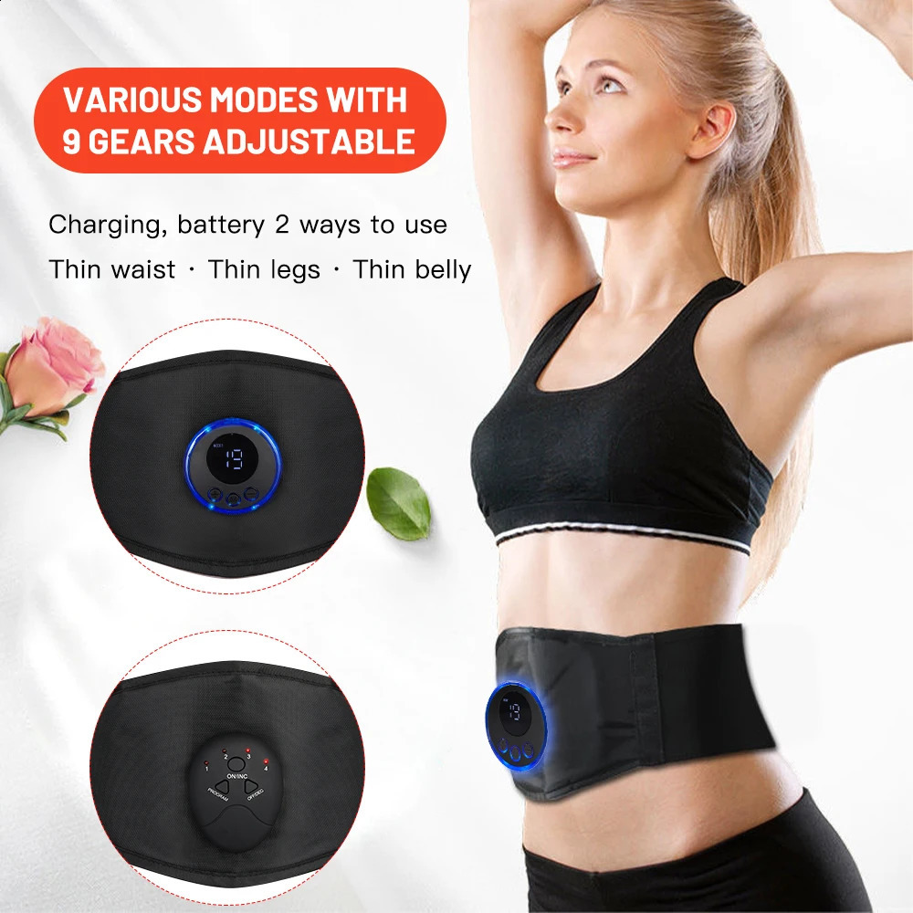 Abs Trainer Belt EMS Abdominal Muscle Stimulator Cellulite Remover Abdomen Slimming Belt Weight Loss body sculpting Massager 260126