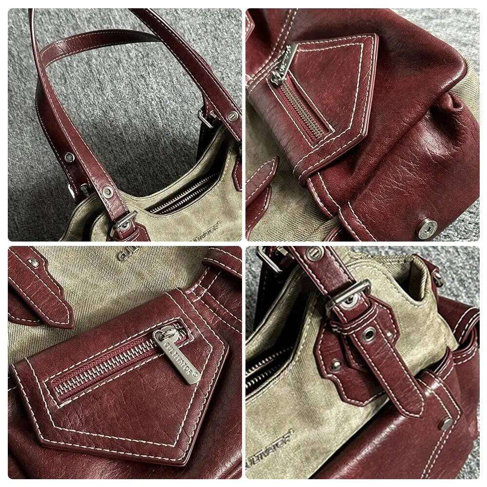 Women's Fashion PU Leather Shoulder Crossed Color Large Capacity Cowboy Backpack Multifunctional Underarm Bag Street Style Z260224