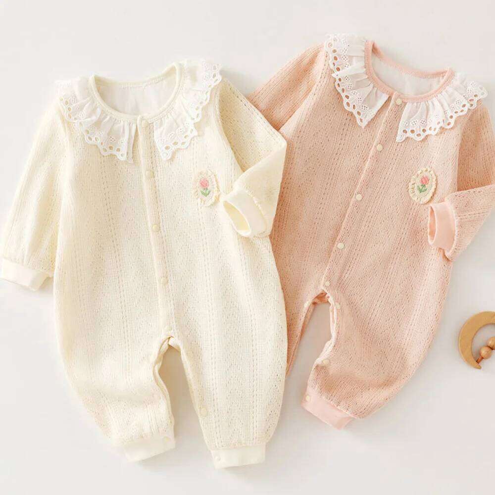 Rompers Girl Long Sleeve Autumn Winter Knitted Peter Pan Collar 1st Birthday Princess Baby Jumpsuit Christmas Infant Cloth 26H0224