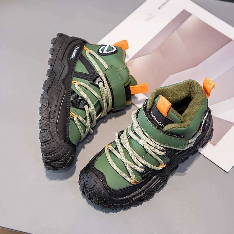 Kids Sneakers Anti-slip Wear-resistant Hiking Children Boys Winter Outdoor Sports Shoes Warm Cotton Snow Boots for Kid 26W0224