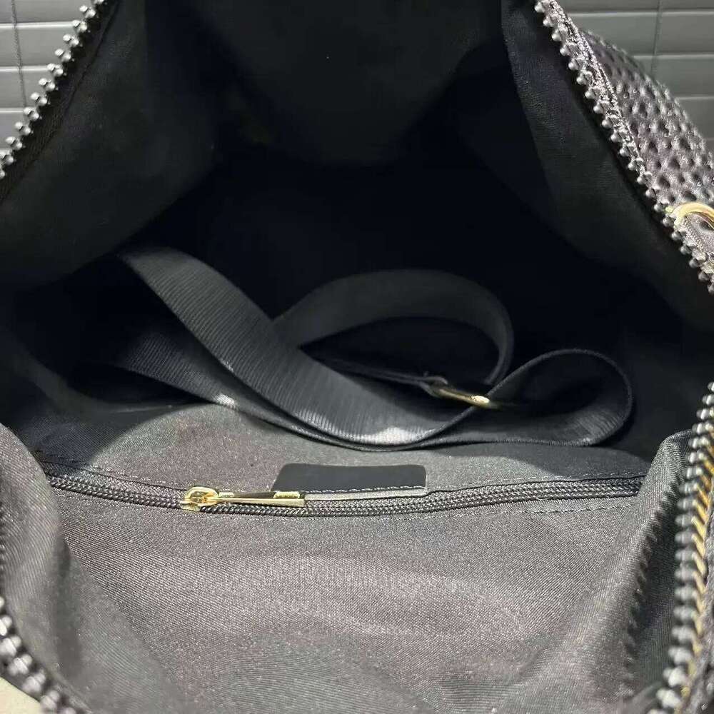 Ladies' fashionable retro stitched mesh handbag, cute and casual multi pocket shoulder bag Z260224