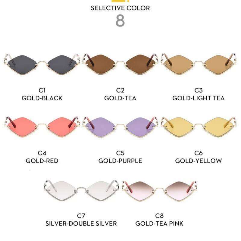 Fashion Small Polygonal Sunglasses Women Brand Metal Half Frame Glasses Ladies Hipster Sexy Cat Eye Shades Vintage 26W0224
