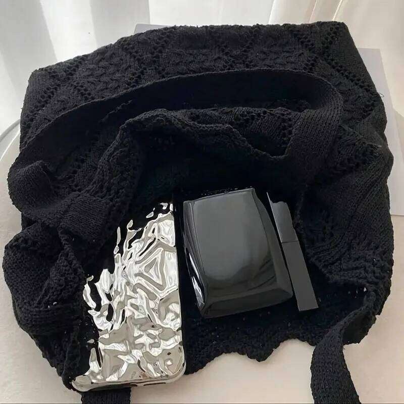 Women Crochet Shoulder Knitting Luxury Handbag Purses Girls Tote Bag Female Summer Beach Shopping Bags Z260224