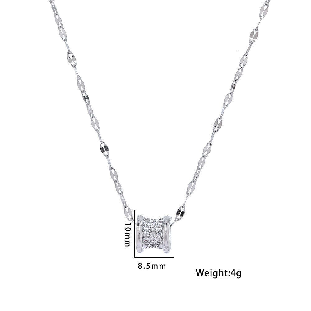 Full Diamond Waistline Titanium Steel Necklace Versatile Zircon Clavicle Chain Necklace For Women