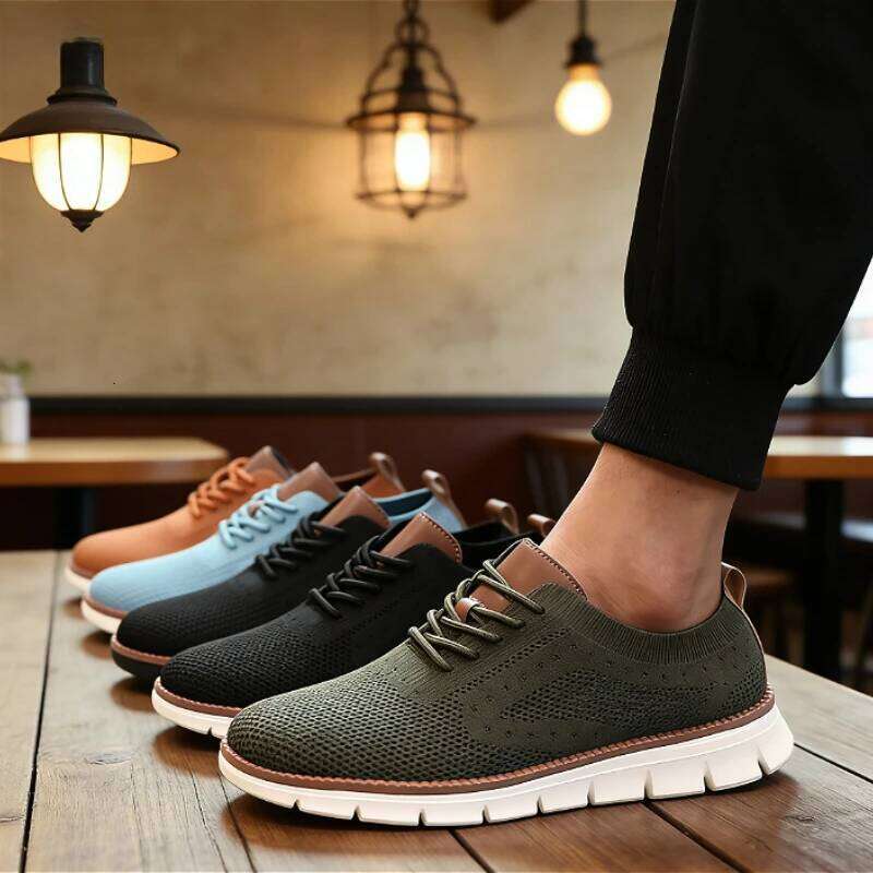 Men's Outdoor Casual Mesh Breathable Knit Lightweight Anti-Slip Sole Comfortable Walking Shoes 2025 Sneakers Men
