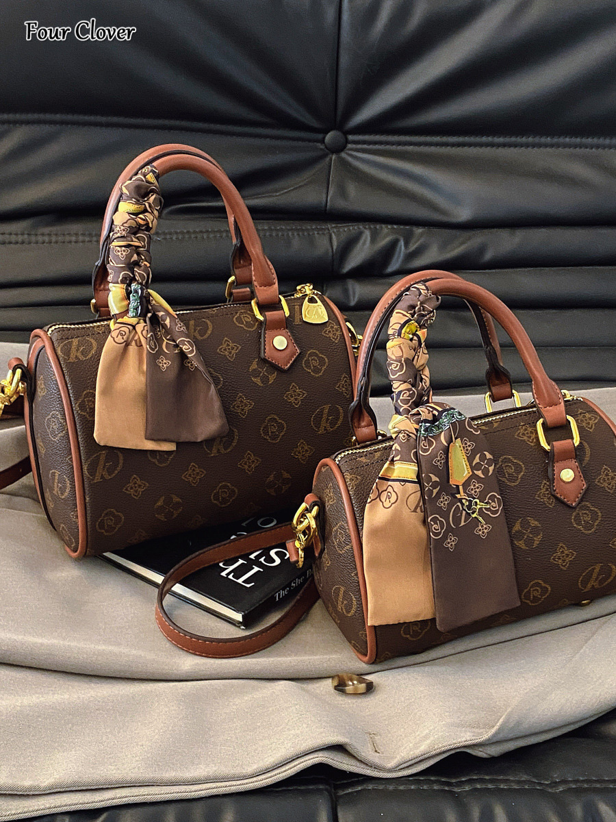 Fashionable Boston Bag, New Women's Stylish Handbag, Printed Versatile Crossbody Pillow Bag, Commuter Large Capacity Shoulder Crossbody Bag, Simp