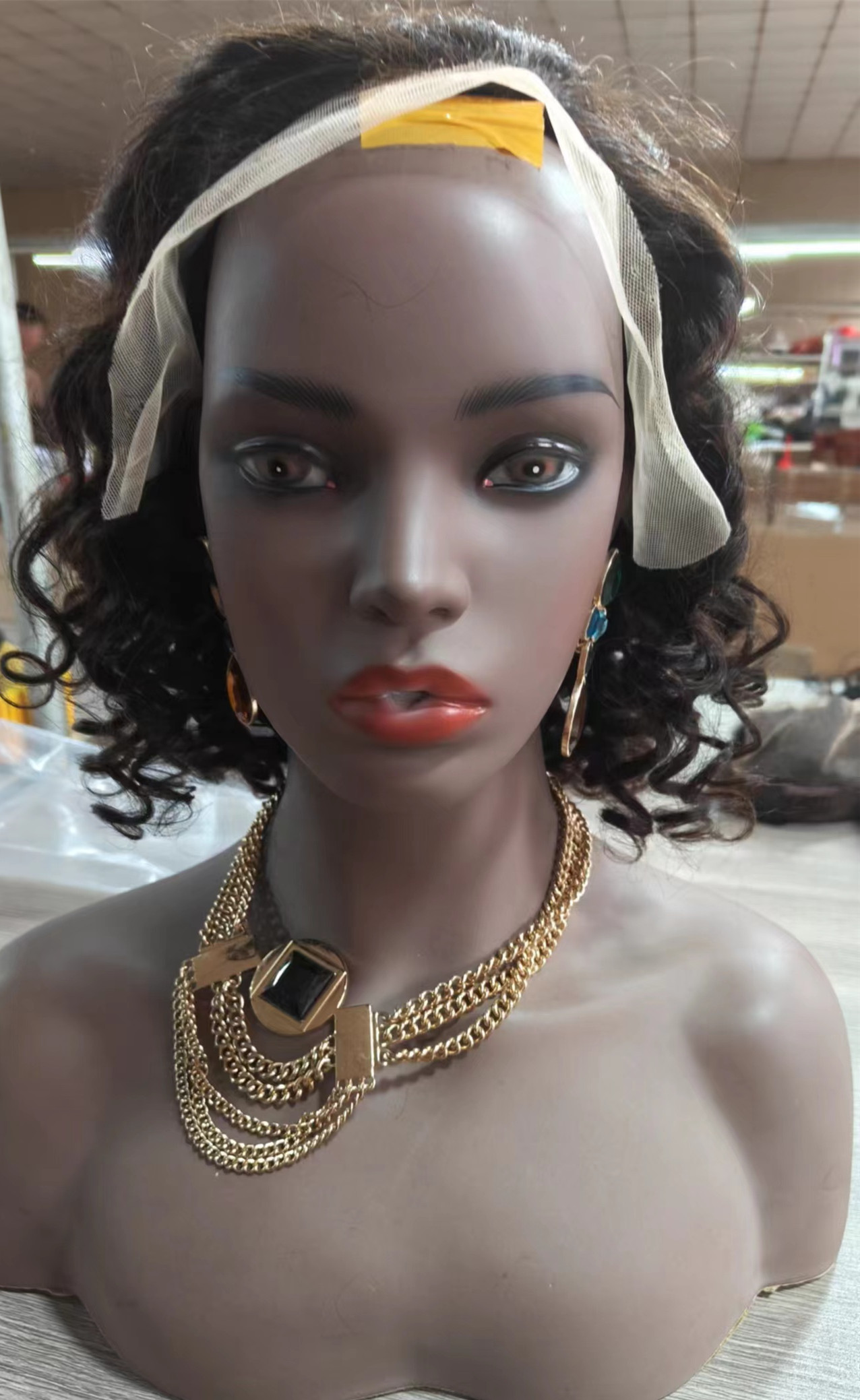 Oprah winfrey hairstyle natural loose curl lace front wig short black brown human hair wig for black women 180%density